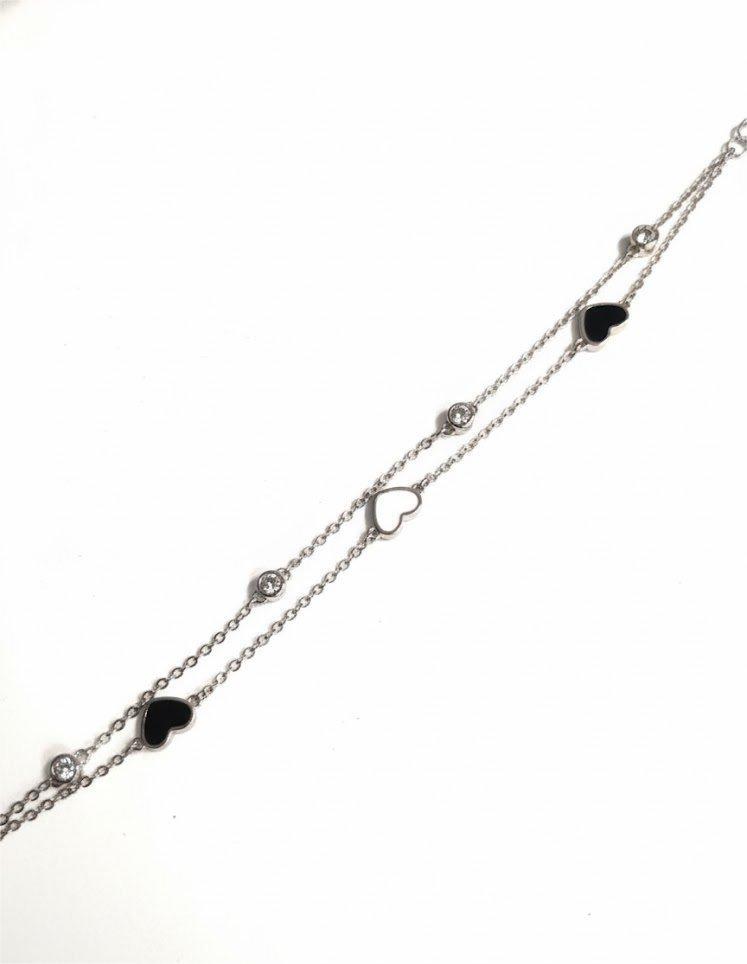 Dual Heart Chain Bracelet 🤍🖤 - Image 2