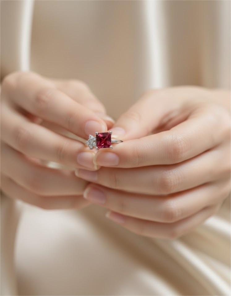 Ruby Glow Silver Ring - Image 4