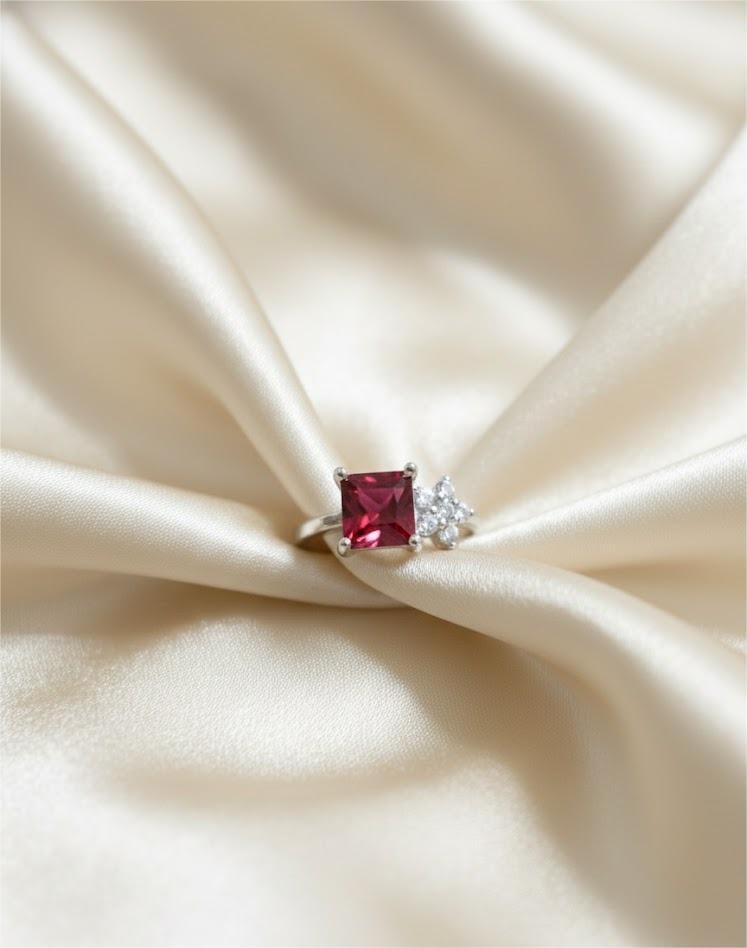 Ruby Glow Silver Ring - Image 3