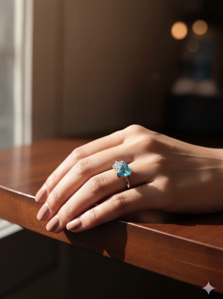 Blue Heart Sparkle Ring